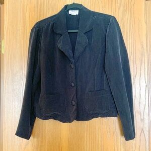 VINTAGE SHARI FASHIONS INC BOLERO SHORT JACKET DARK PURPLE SIZE M BUTTON UP